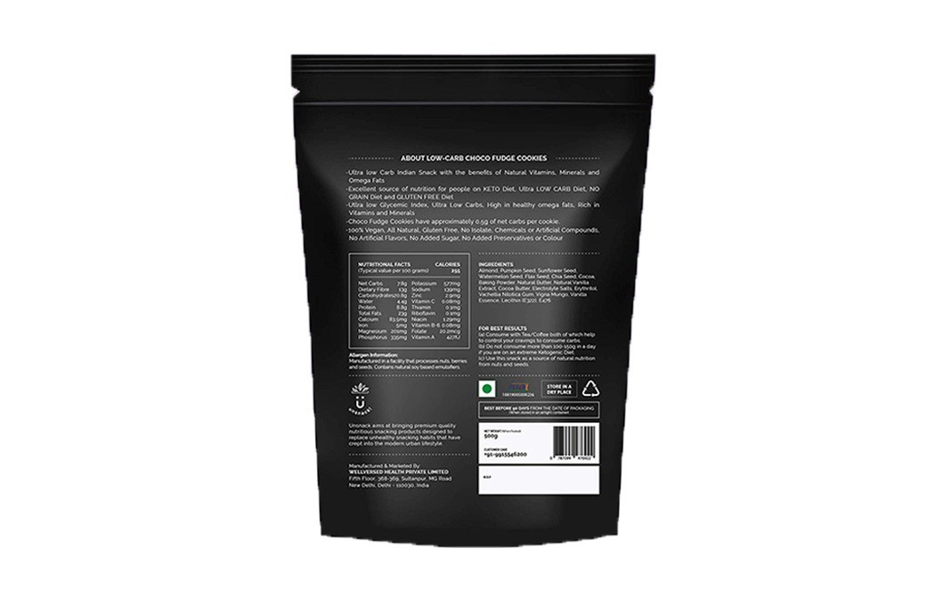 Unsnack Low-Carb Choco Fudge Cookies    Pack  500 grams